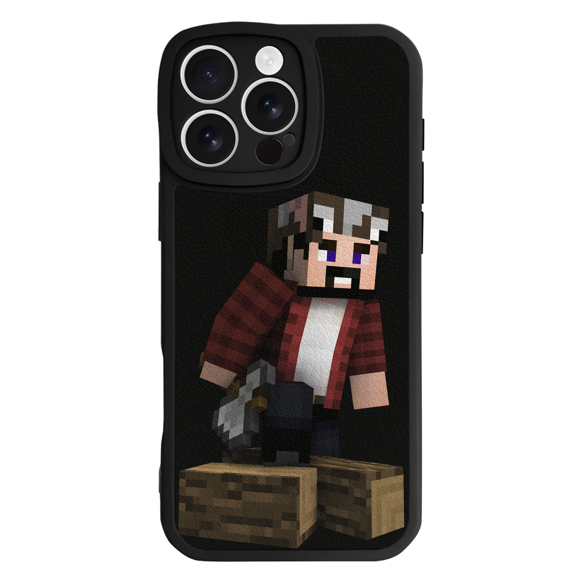 （画像用） マインクラフト ブロックの世界 Minecraft MC Block world 【iPhone 16シリーズ対応】シリコンスマホケース（レザー調） 材質：シリコン